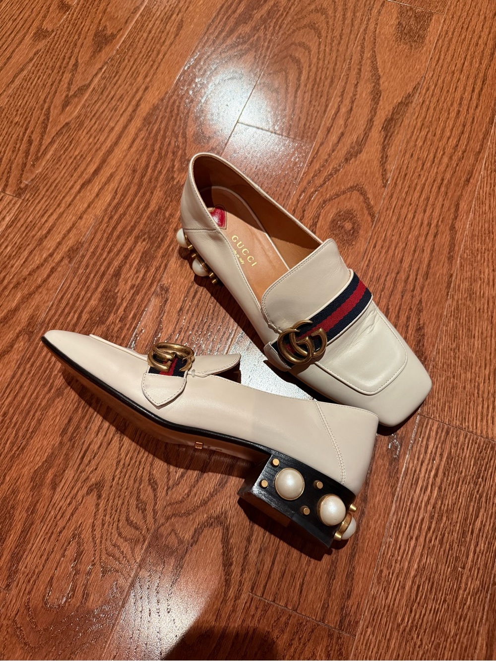 Gucci Peyton Pearl Heel Loafers